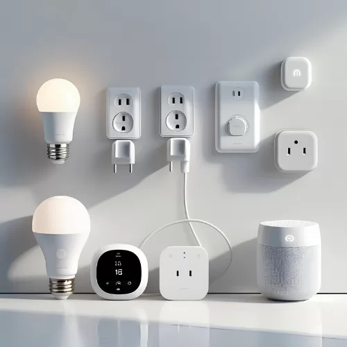 Acessórios para casa inteligente baratos e modernos, incluindo lâmpadas inteligentes, assistentes virtuais e câmeras Wi-Fi
