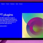 A contemporary screen displaying the ChatGPT plugins interface by OpenAI, highlighting AI technology advancements.